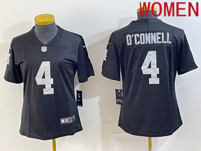 Women Oakland Raiders 4 OConnell Black 2024 Nike Vapor Limited NFL Jersey